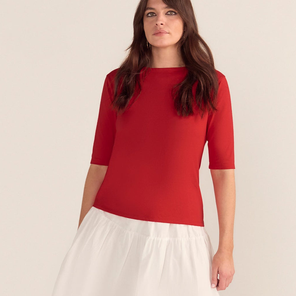 The Birkin Basic Red Tee - Boat Neck