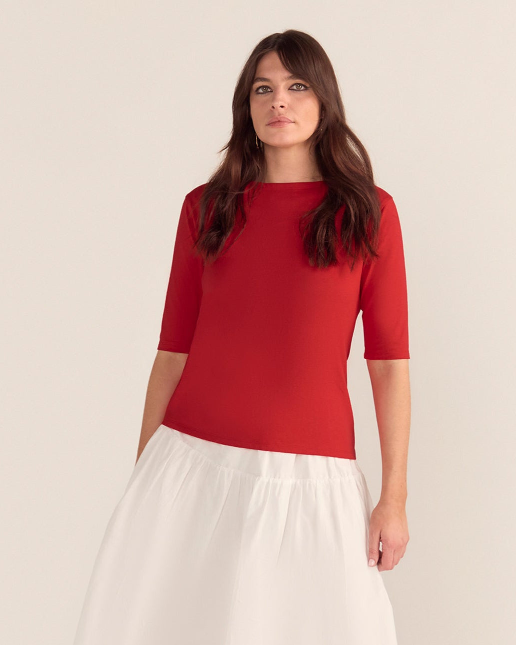 The Birkin Basic Red Tee - Boat Neck