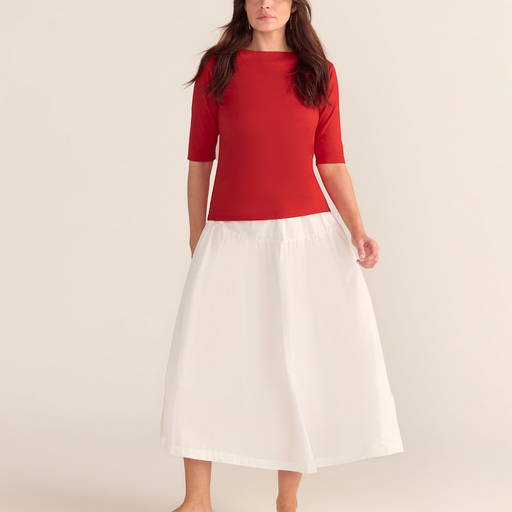 The Birkin Basic Red Tee - Boat Neck