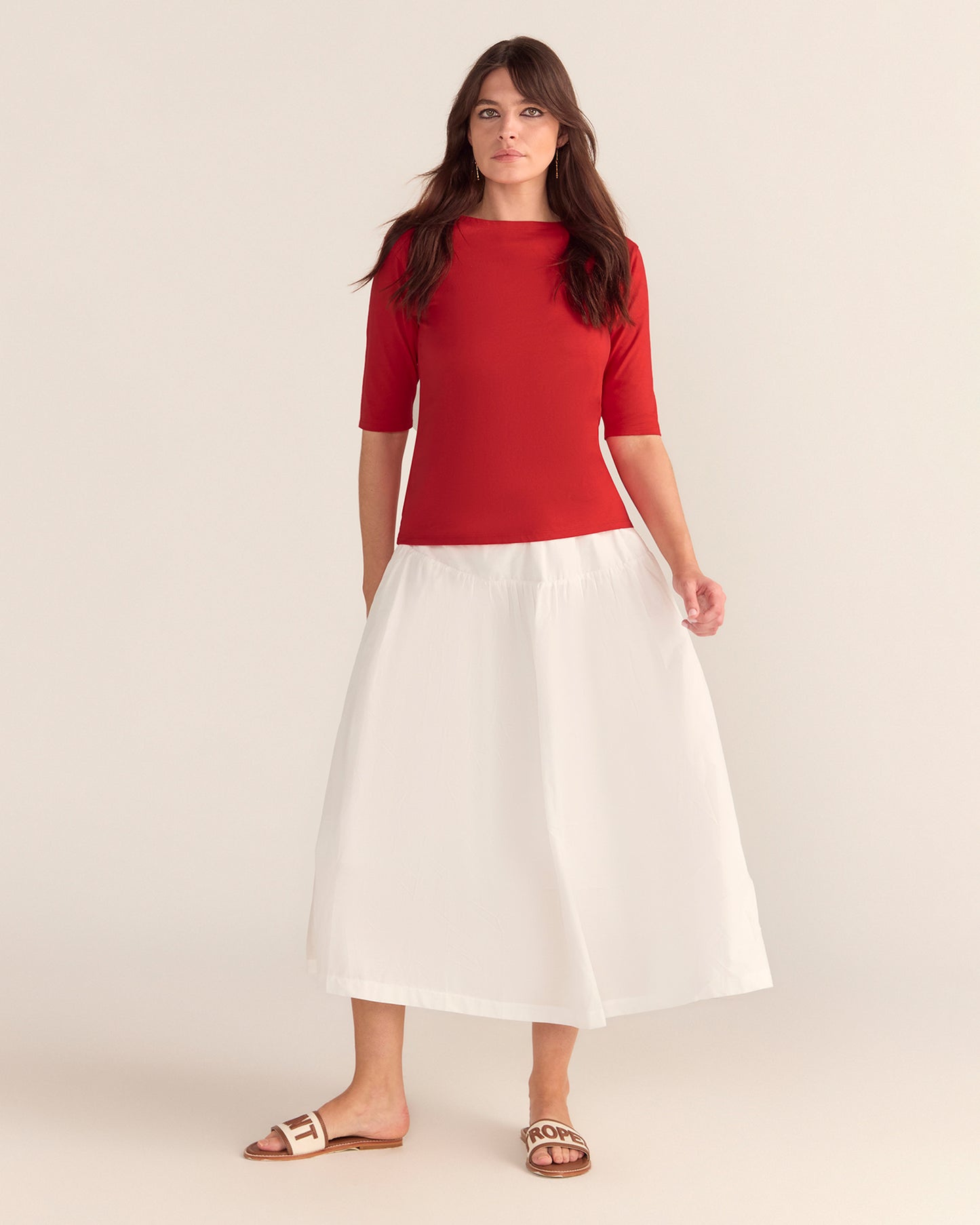 The Birkin Basic Red Tee - Boat Neck