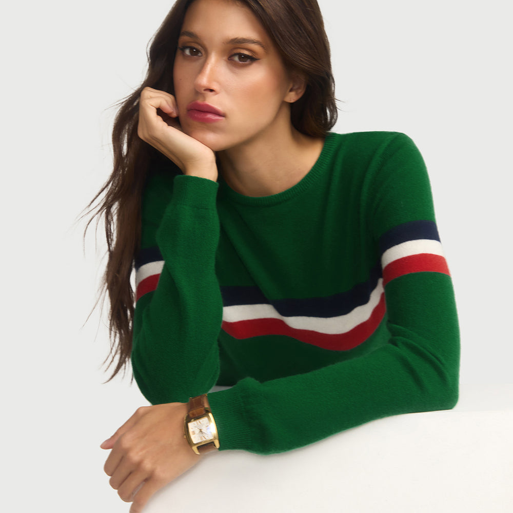 
                      
                        Cashmere & Wool French Racer Crewneck Sweater - GREEN PREORDER END MARCH
                      
                    