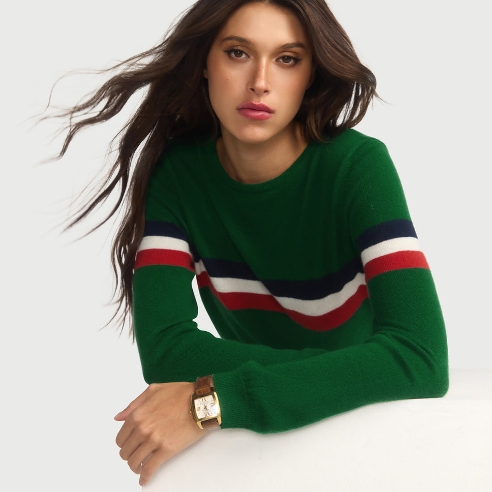 
                      
                        Cashmere & Wool French Racer Crewneck Sweater - GREEN PREORDER END MARCH
                      
                    