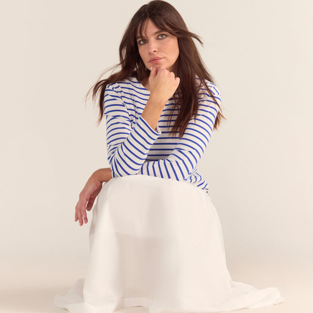 Breton Royal Blue Stripe Top White Base Royal Stripe