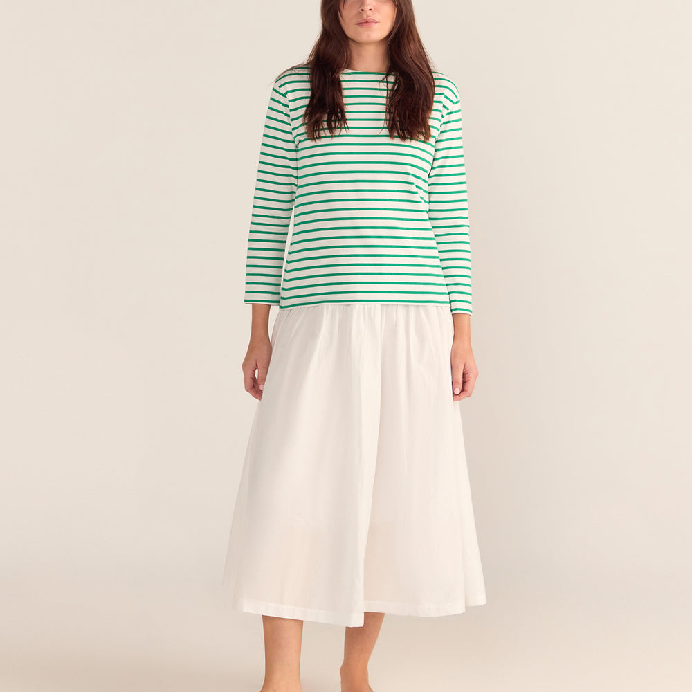Green Breton Stripe French Top White Base Green Stripe