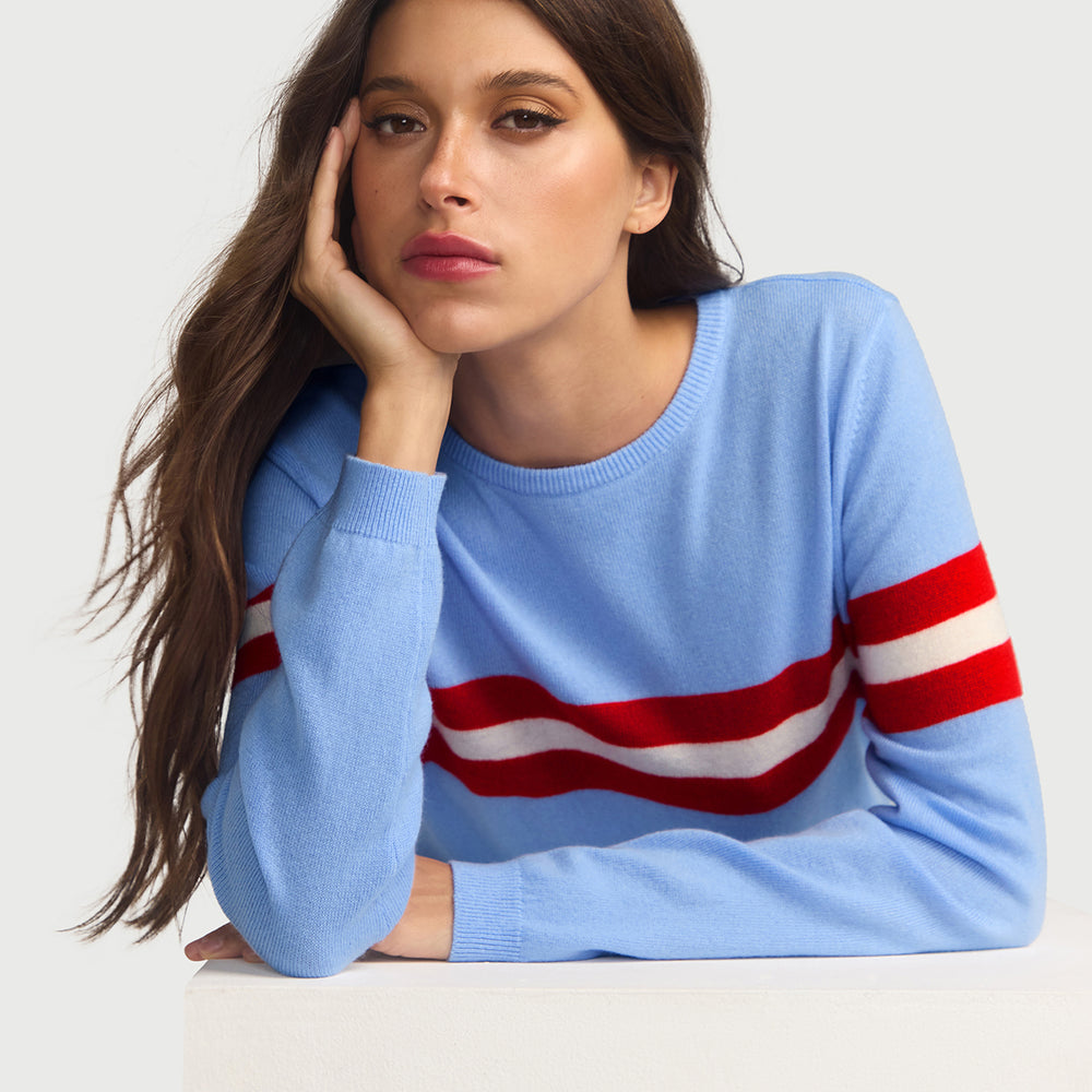 
                      
                        Cashmere & Wool French Racer Crewneck Sweater - POWDER BLUE PREORDER END MARCH
                      
                    