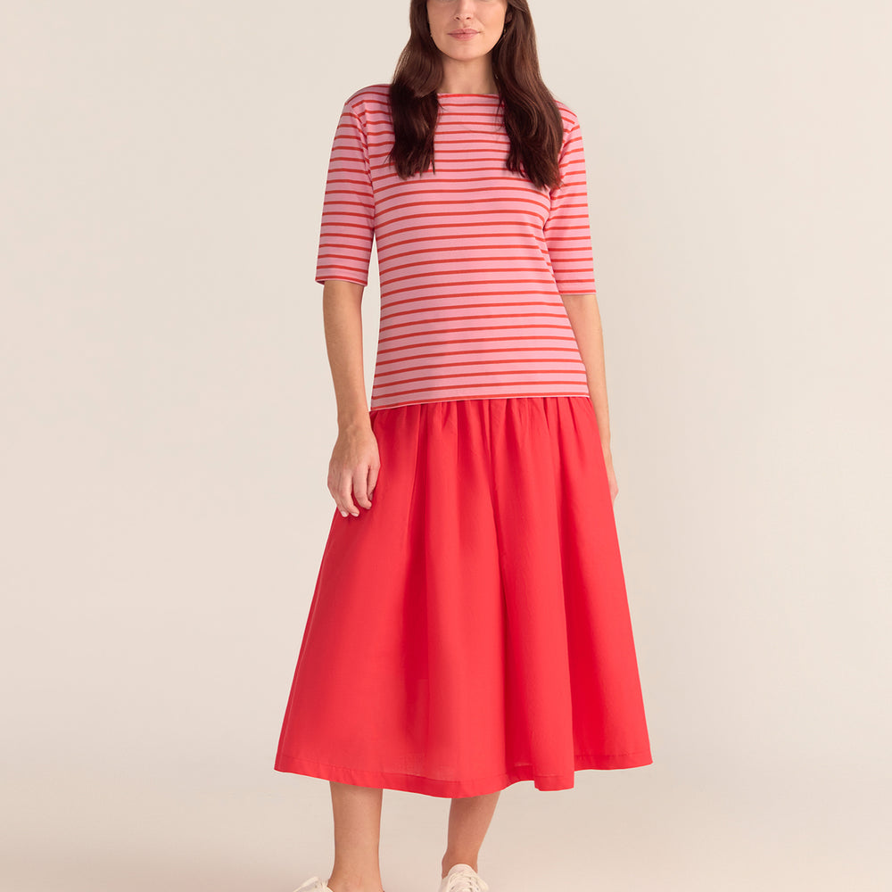 Breton Stripe French Tee Pink Base Red Stripe