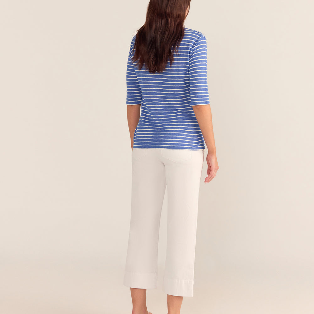 
                      
                        French LINEN Breton Boat Neck Top- Cornflower base White Stripe Tee PREORDER 8 OCTOBER
                      
                    