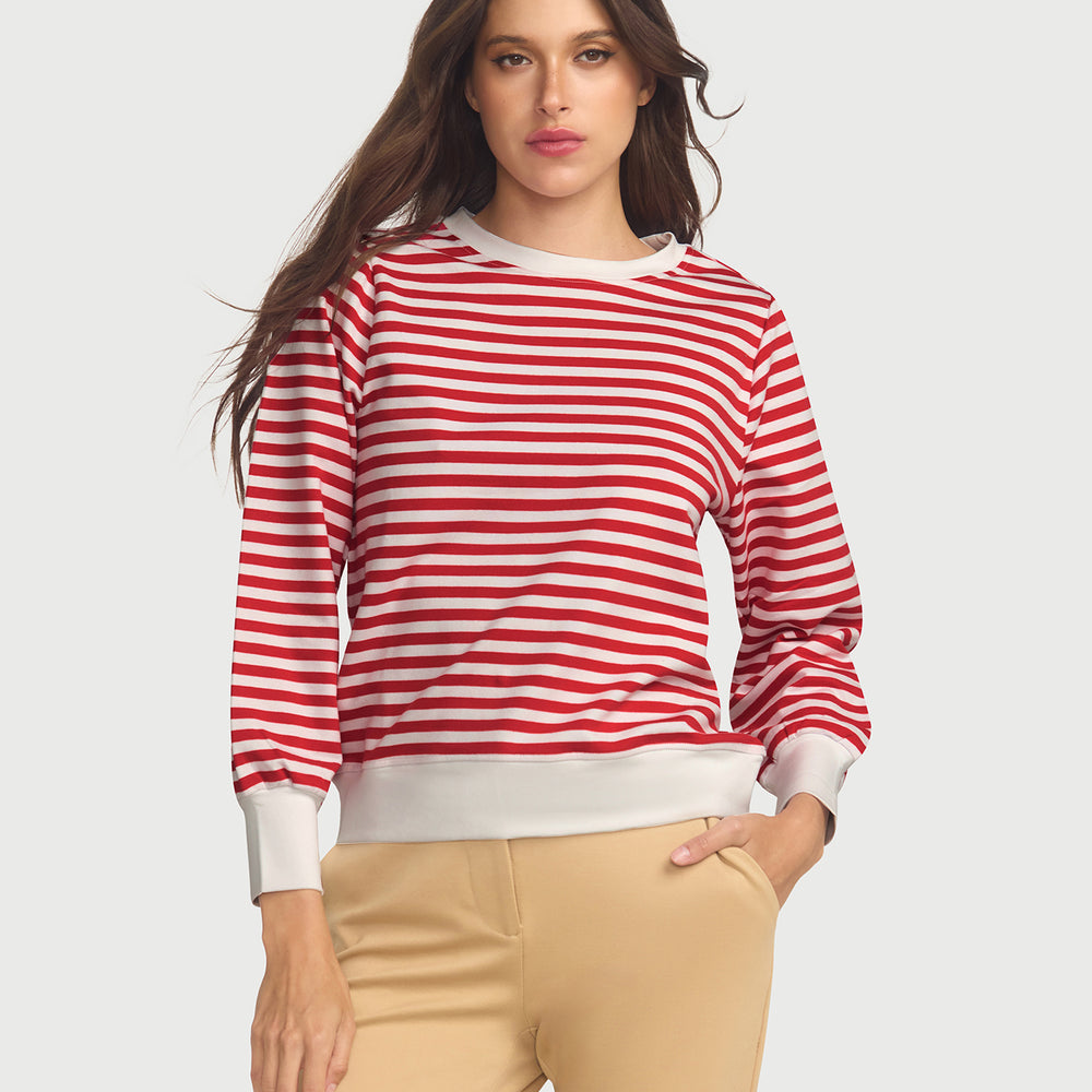 La Camille Breton Stripe Top - Red