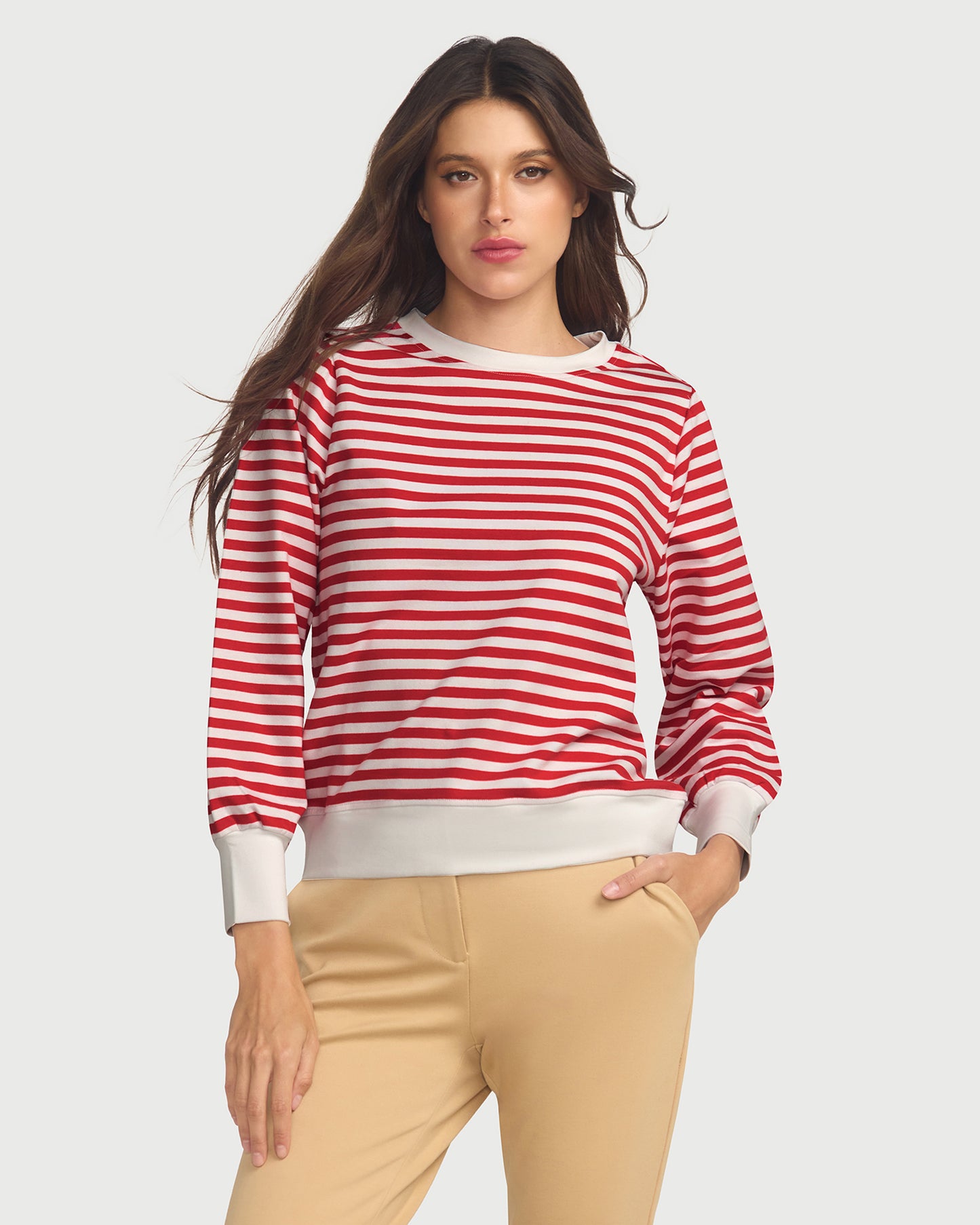 La Camille Breton Stripe Top - Red