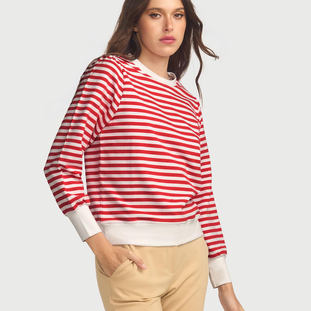 La Camille Breton Stripe Top - Red