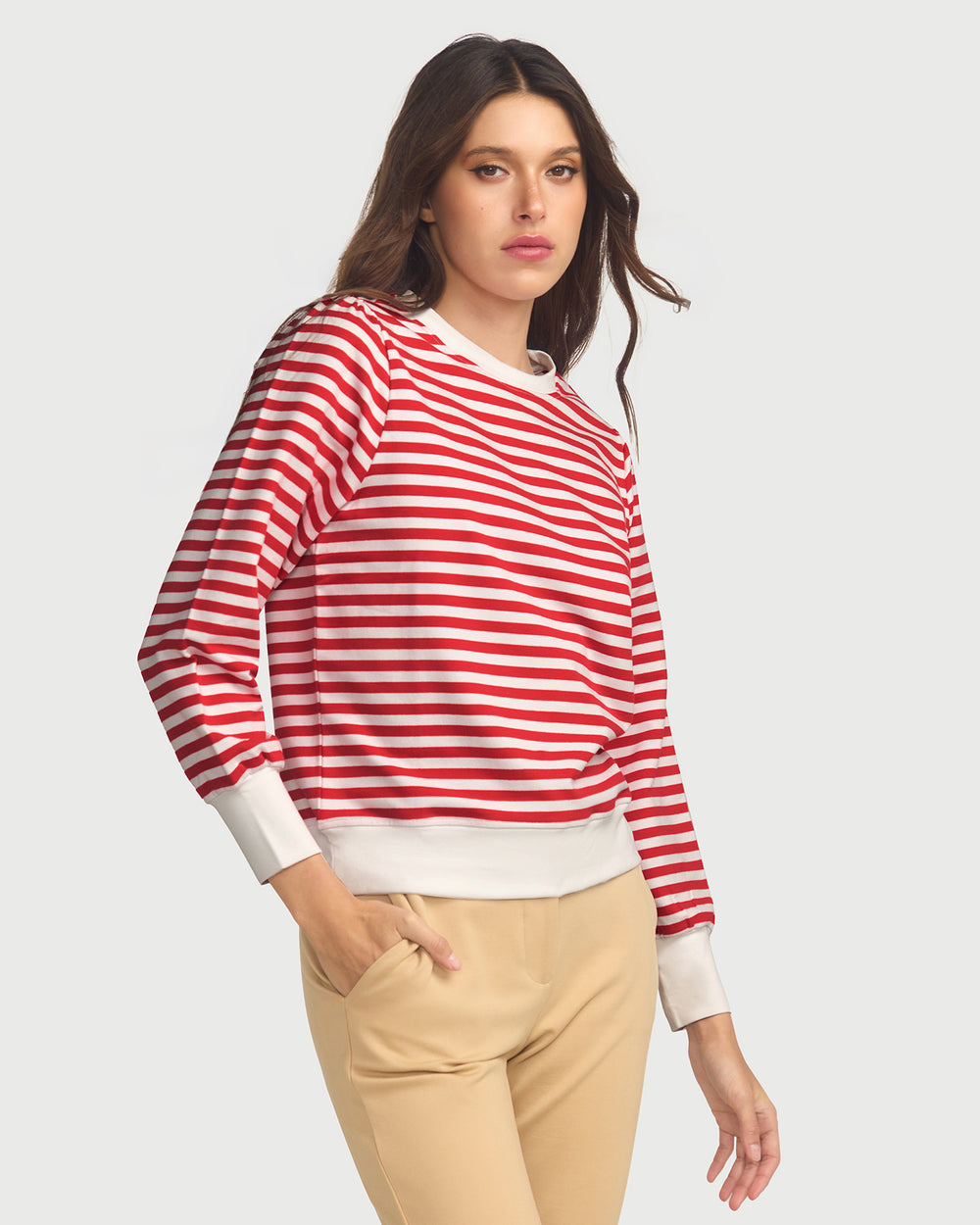 La Camille Breton Stripe Top - Red