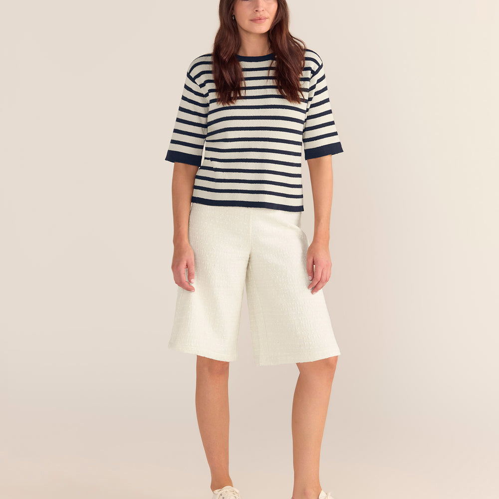Bouclé Textured Top - Navy & Cream Stripe PREORDER 22 AUGUST