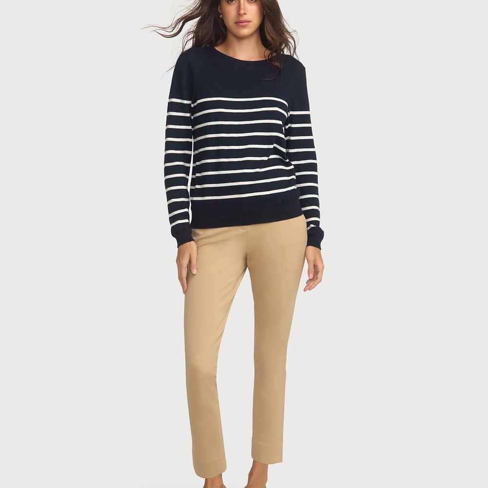 
                      
                        Cotton And Cashmere Breton Sweater Navy With Cream Stripe
                      
                    