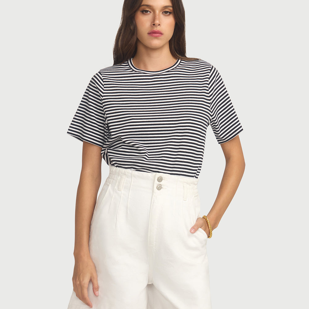 
                      
                        Black and white stripe T-shirt
                      
                    