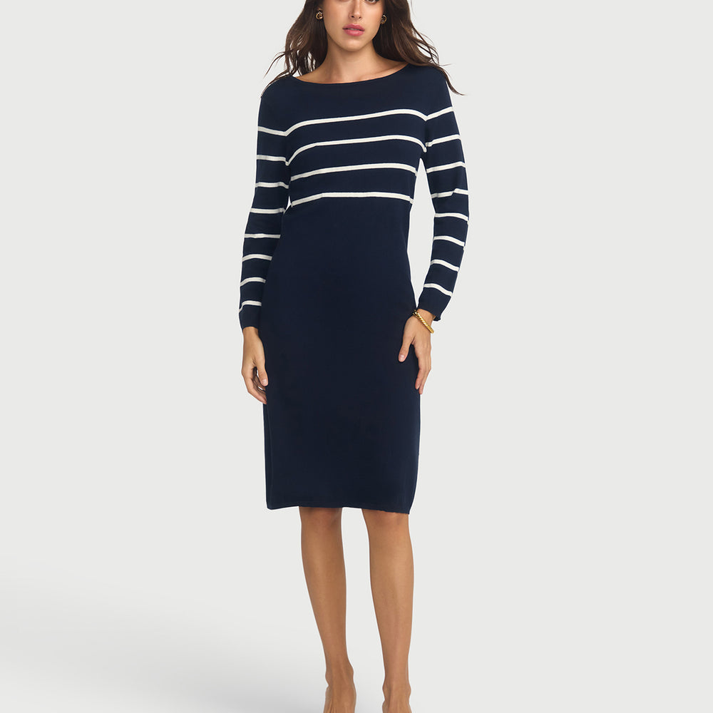 Agathe Cotton and Cashmere Knit Dress - Navy Blue