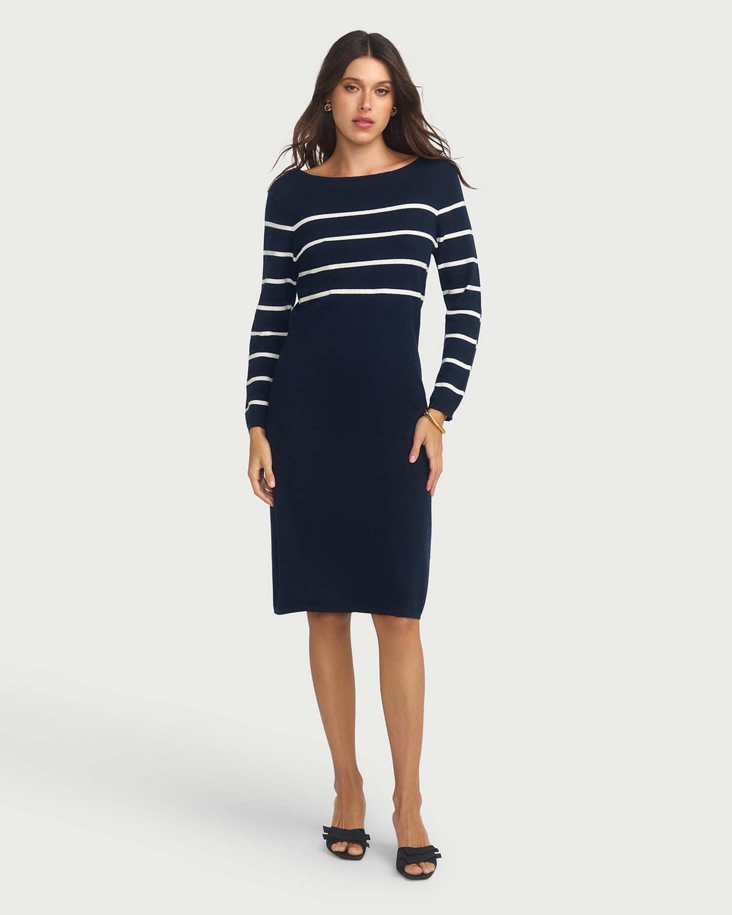 Agathe Cotton and Cashmere Knit Dress - Navy Blue