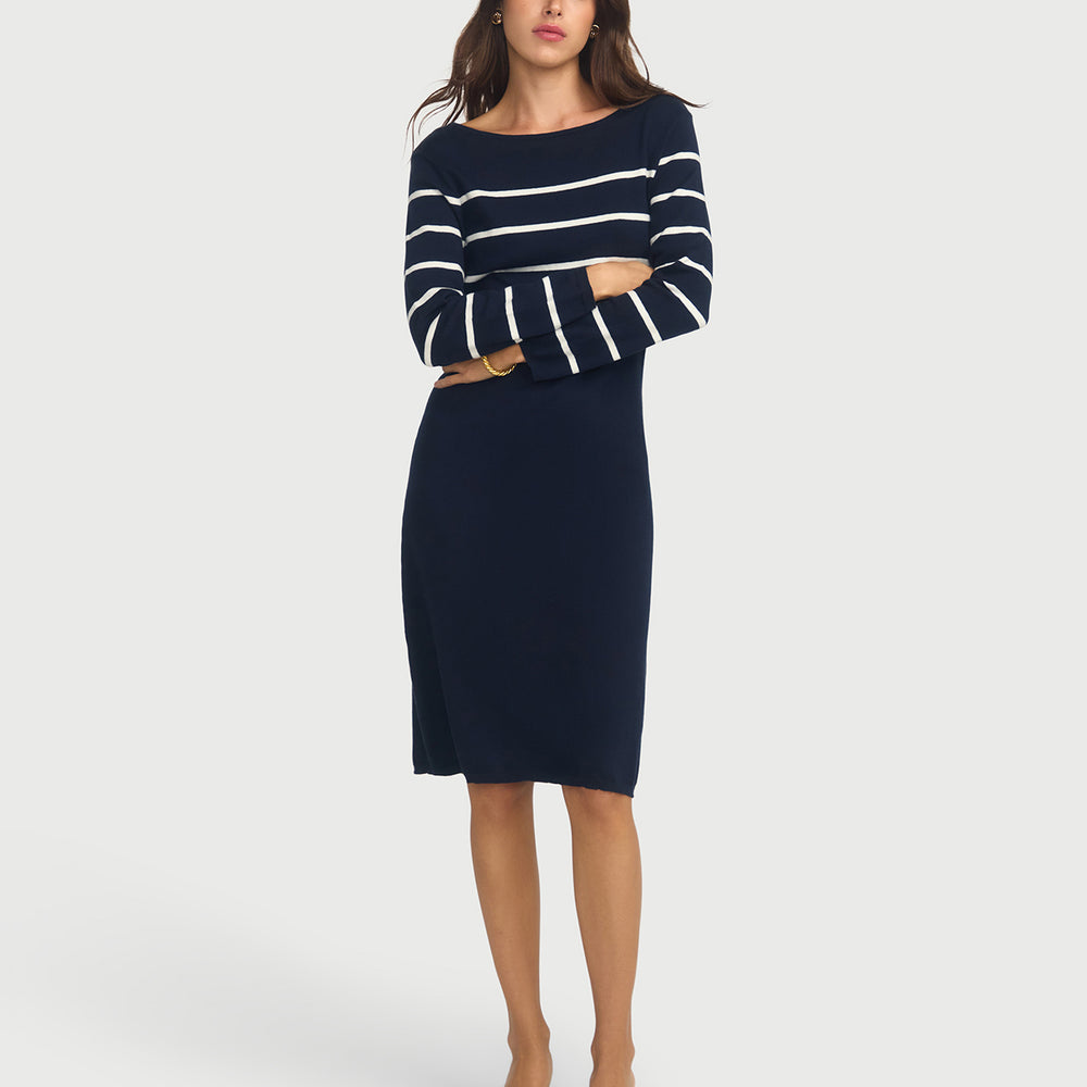 Agathe Cotton and Cashmere Knit Dress - Navy Blue