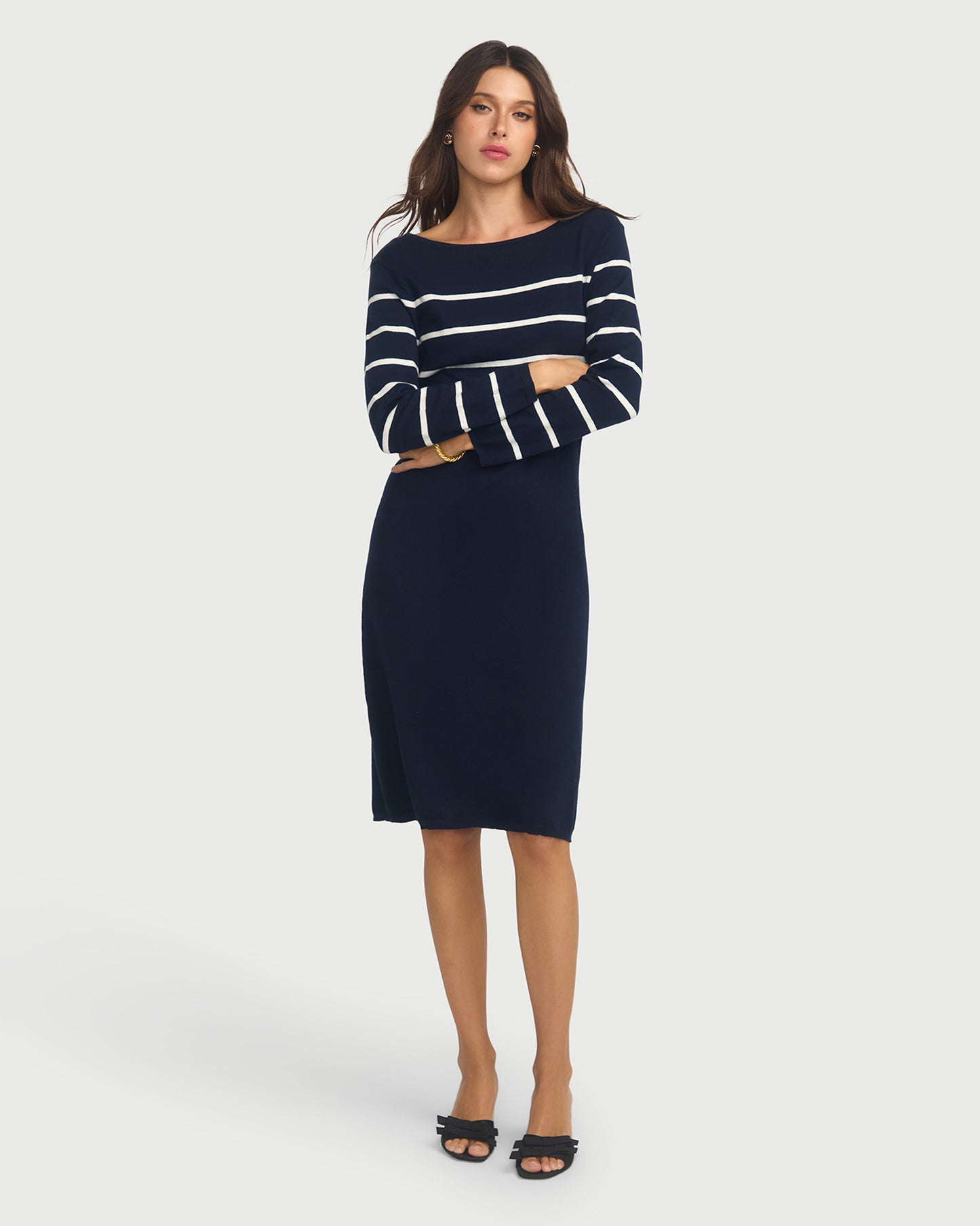 Agathe Cotton and Cashmere Knit Dress - Navy Blue