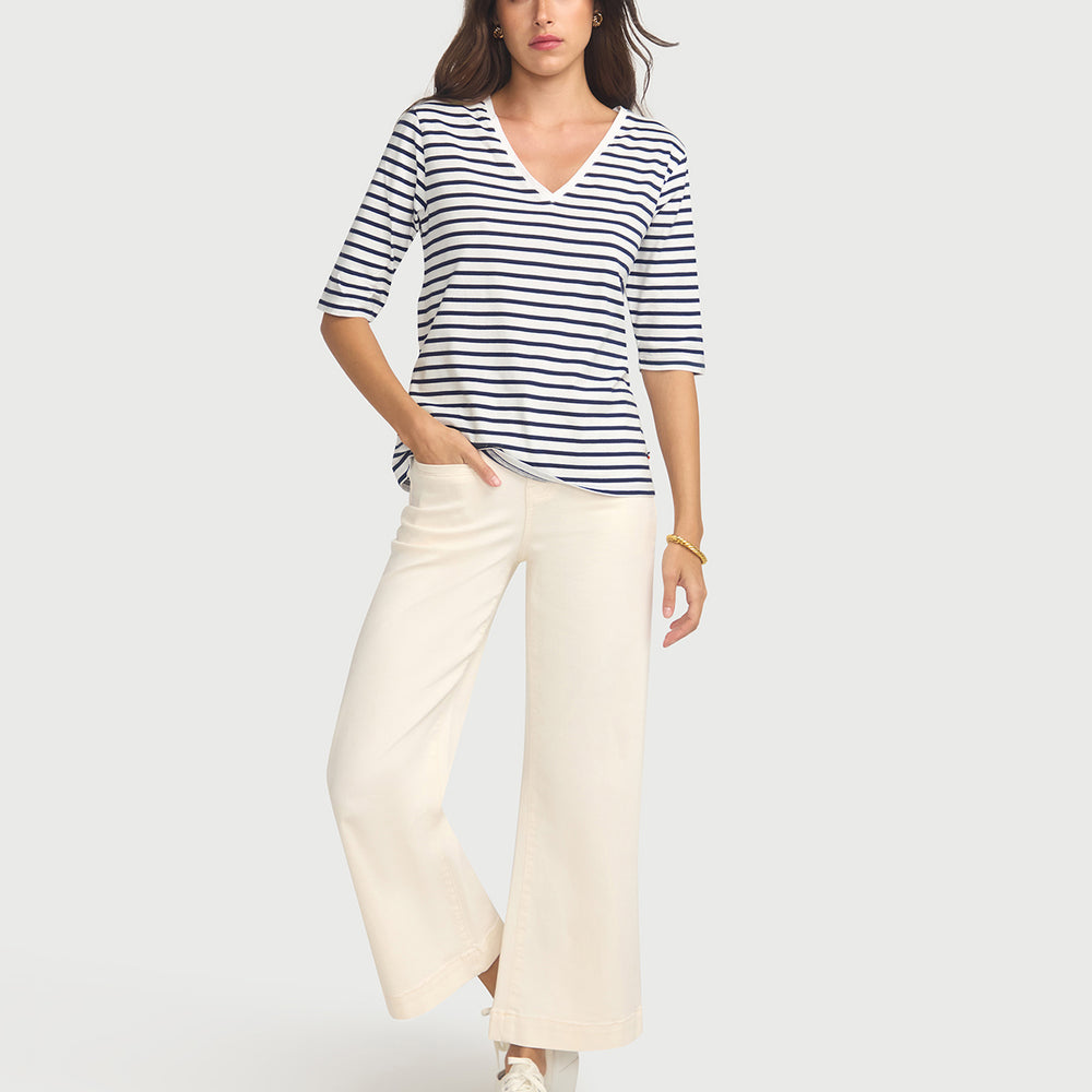 
                      
                        La Bouvier Navy Stripe French Tee - V-Neck
                      
                    