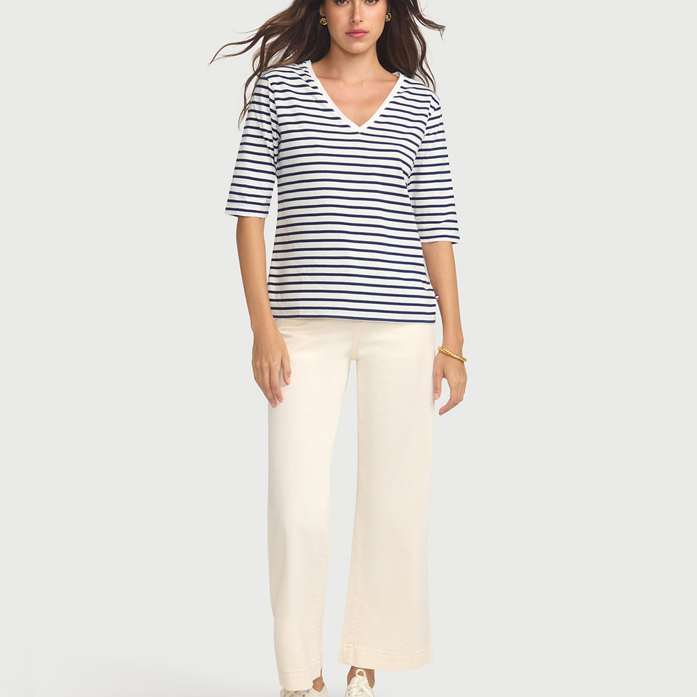 
                      
                        La Bouvier Navy Stripe French Tee - V-Neck
                      
                    