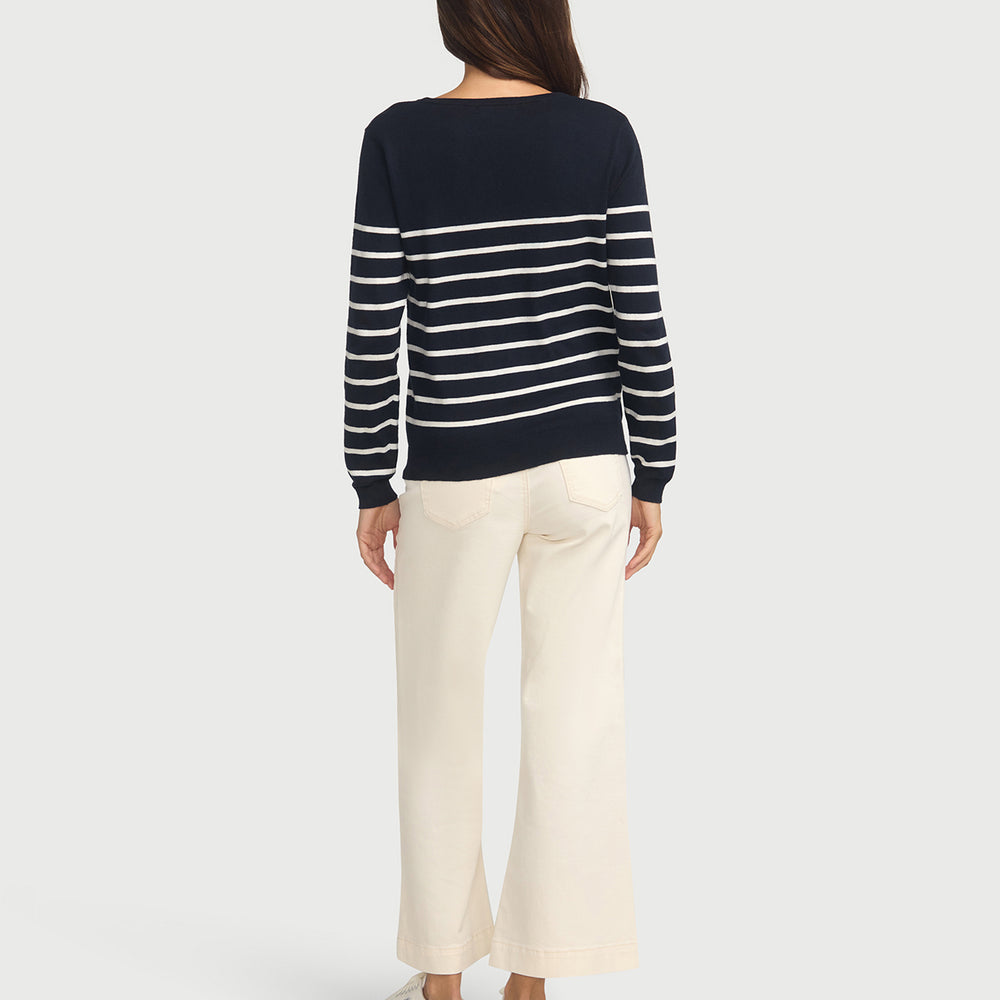 
                      
                        Cotton And Cashmere Breton Sweater Navy With Cream Stripe
                      
                    