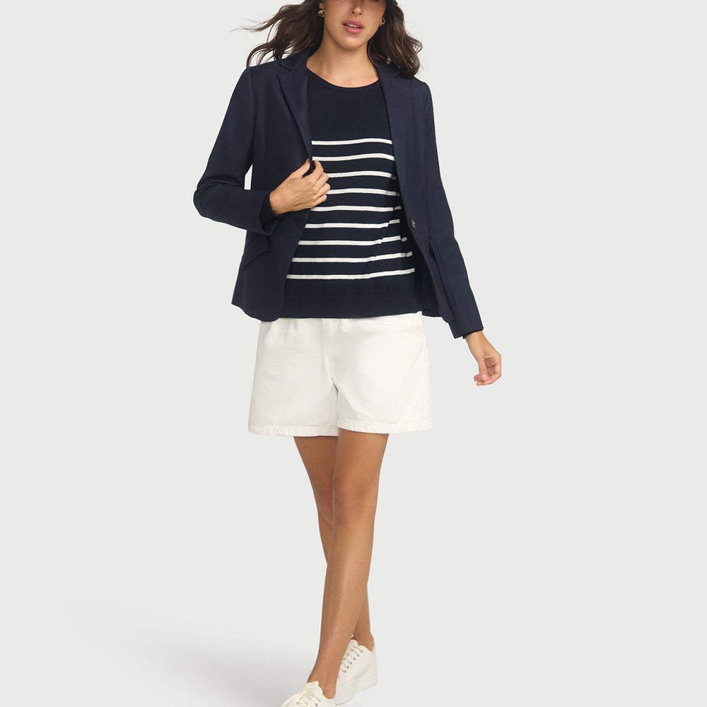 
                      
                        Cotton And Cashmere Breton Sweater Navy With Cream Stripe
                      
                    