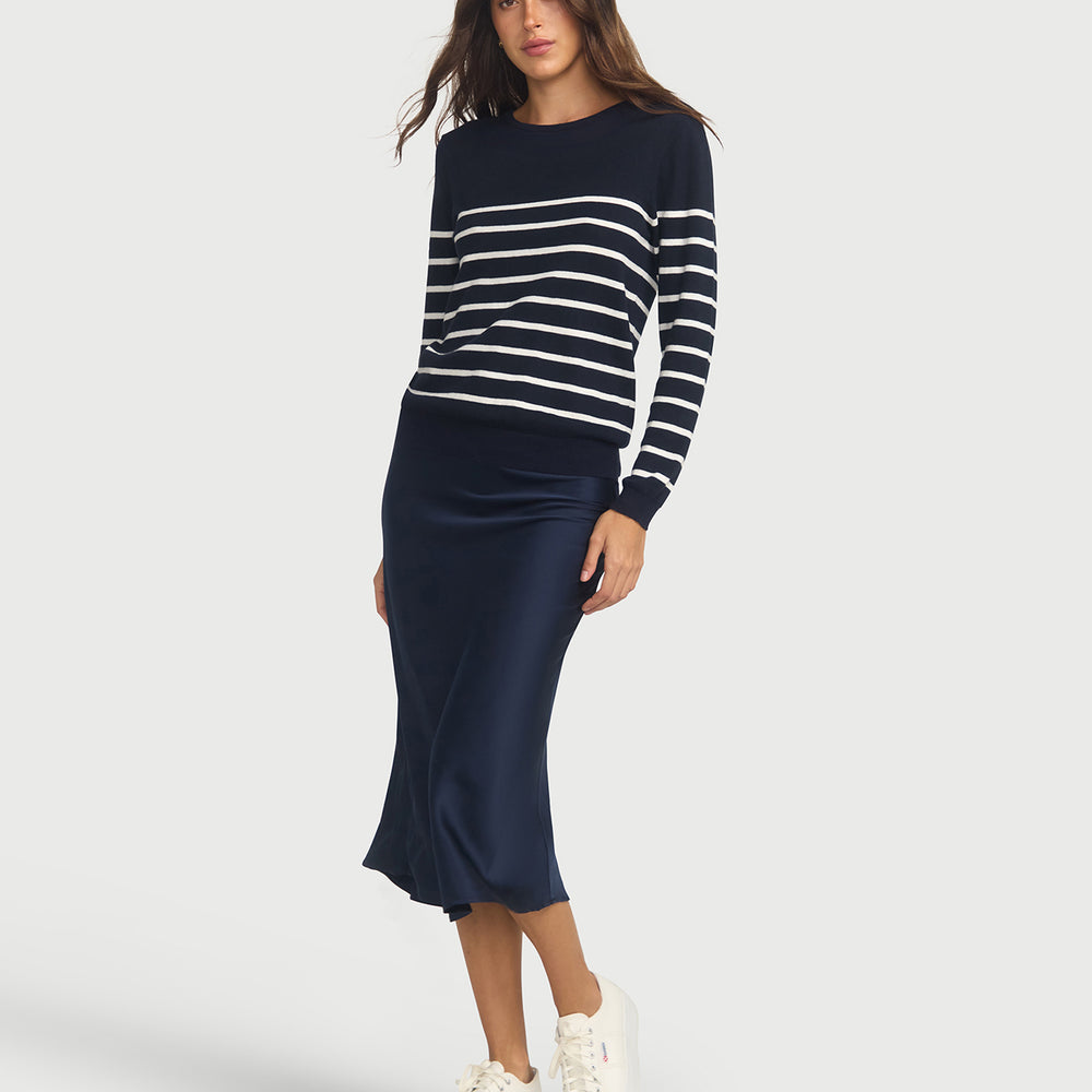 
                      
                        Cotton And Cashmere Breton Sweater Navy With Cream Stripe
                      
                    