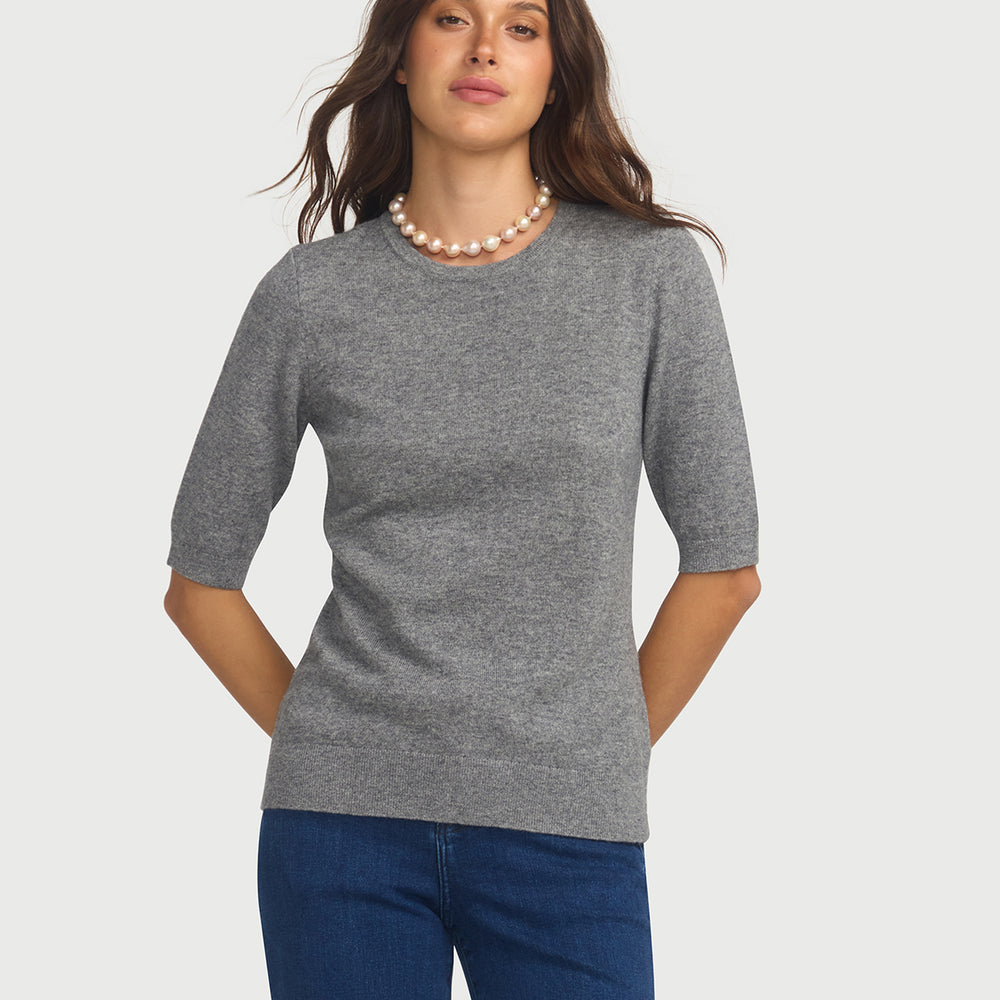 Margaux Grey Knit Top Cashmere & Wool