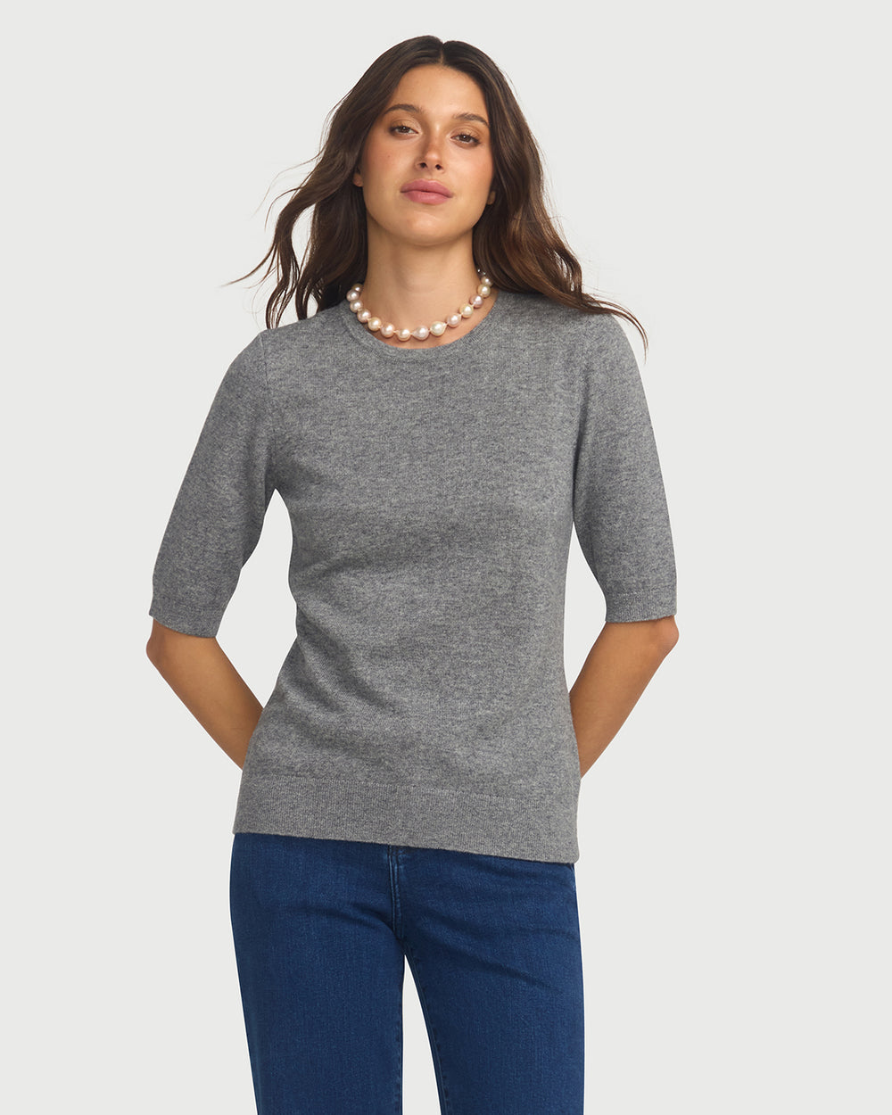 Margaux Grey Knit Top Cashmere & Wool