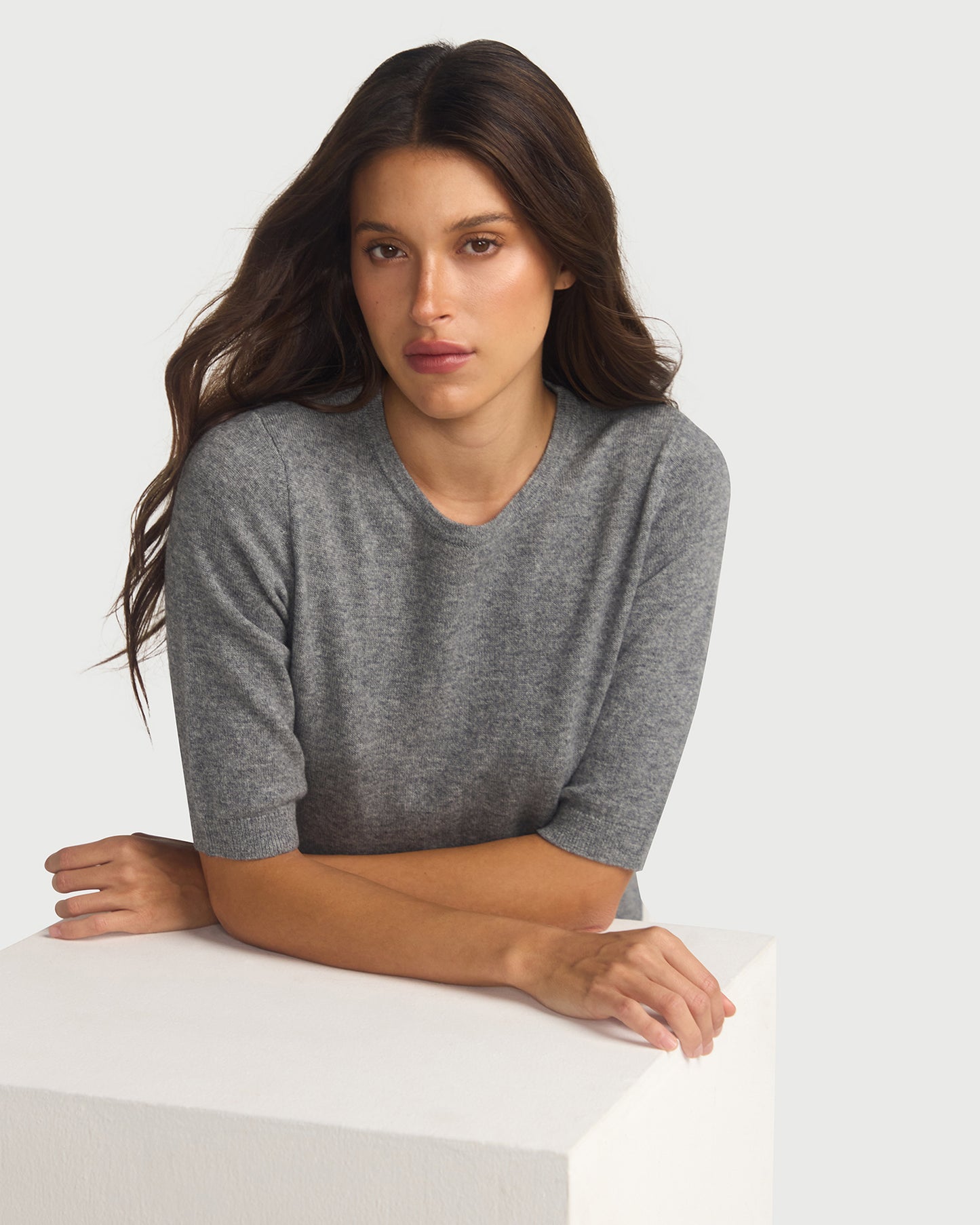 Margaux Grey Knit Top Cashmere & Wool