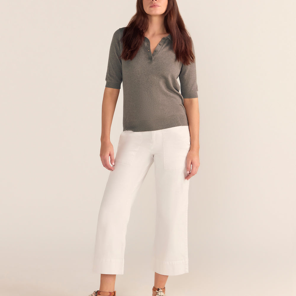 Cotton And Cashmere Polo Top MOCHA