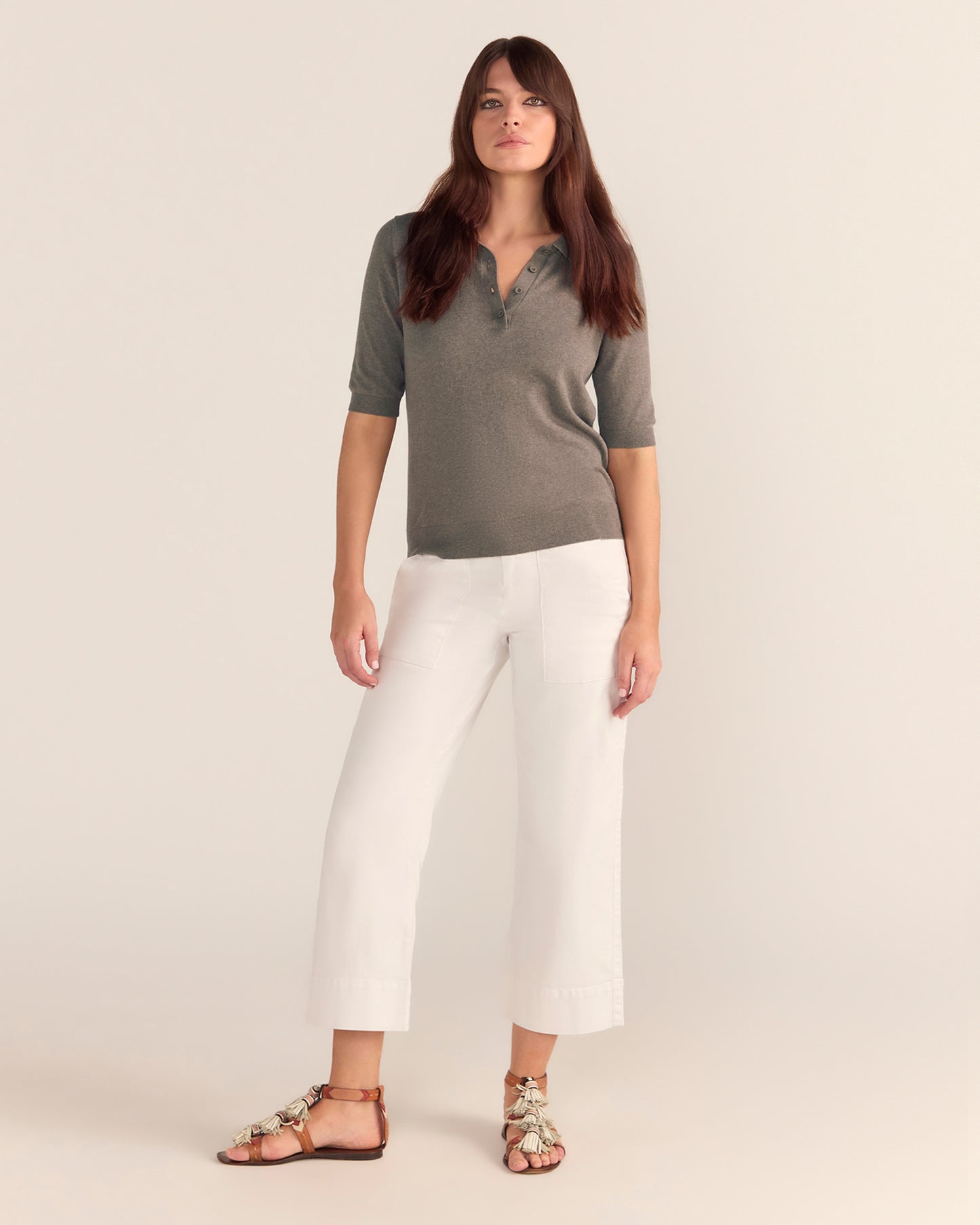 Cotton And Cashmere Polo Top MOCHA