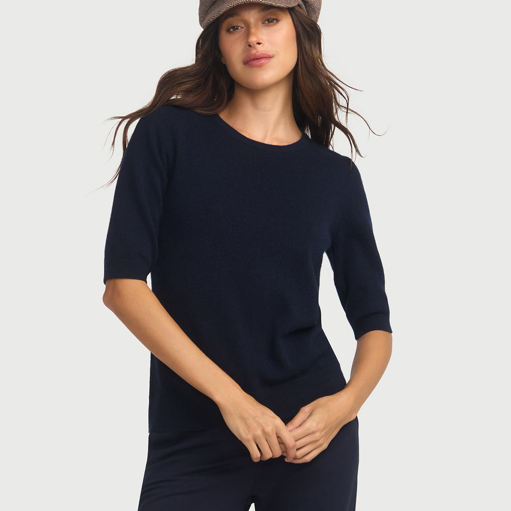 
                      
                        Margaux Navy Blue Knit Top  Cashmere & Wool
                      
                    