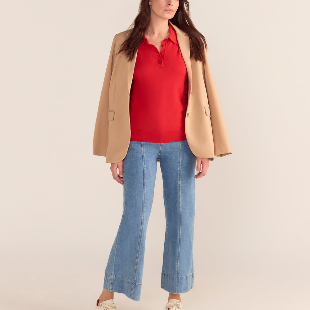 
                      
                        Cotton And Cashmere Polo Top - Red
                      
                    