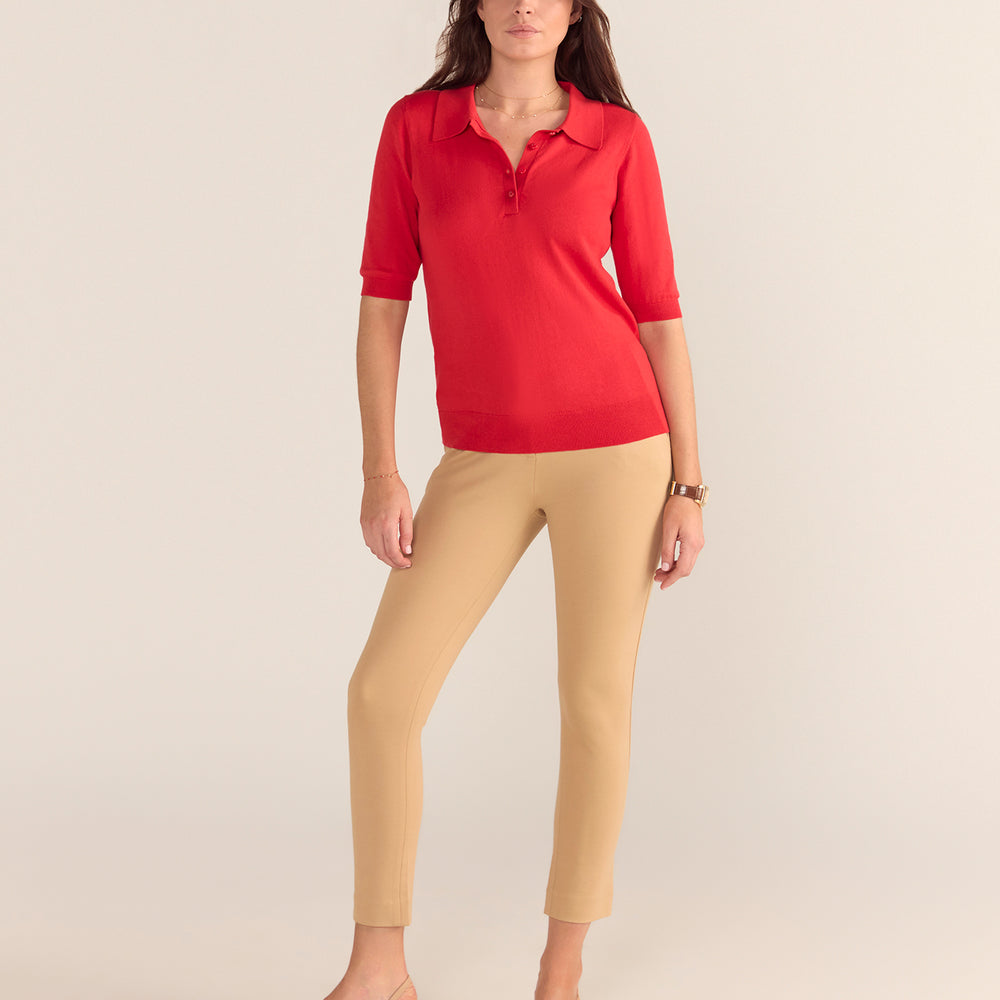 
                      
                        Cotton And Cashmere Polo Top - Red
                      
                    