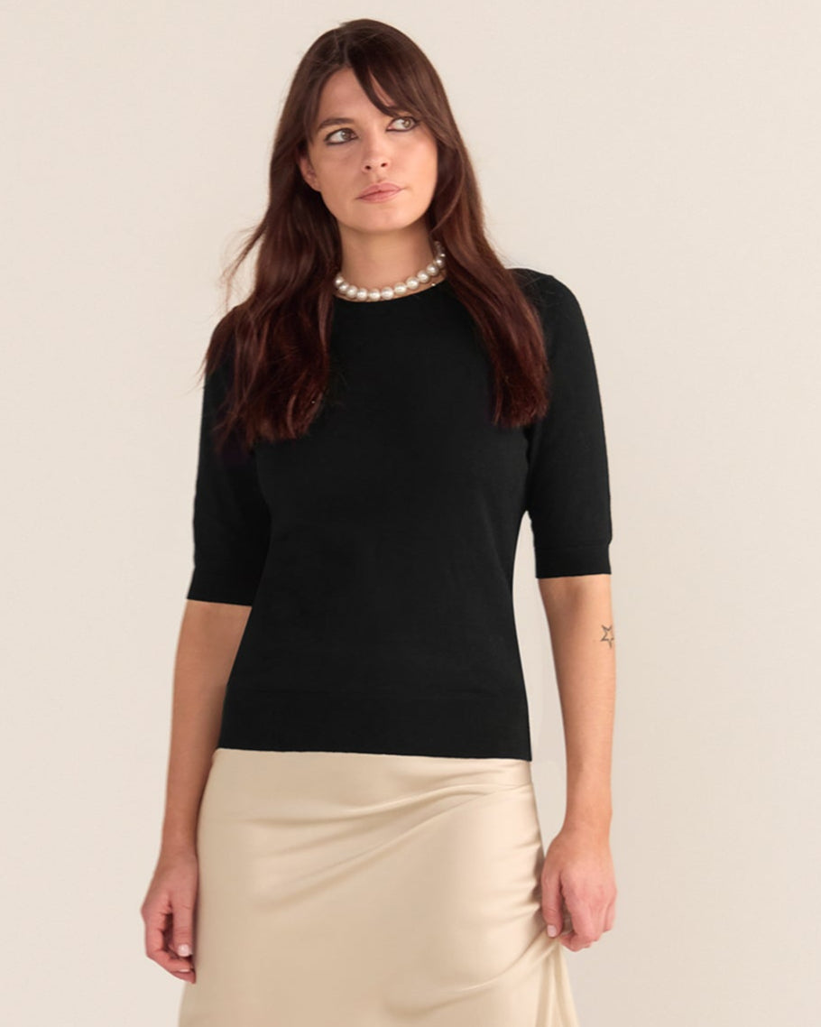 Cotton And Cashmere Top - Black PREORDER 25 AUGUST