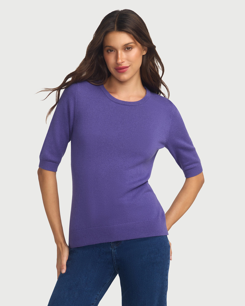 Margaux Knit Top In Cashmere & Wool - Lavender