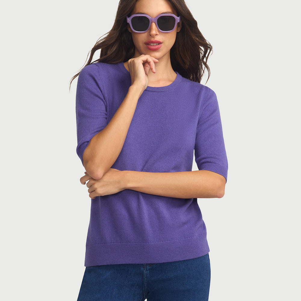 Margaux Knit Top In Cashmere & Wool - Lavender