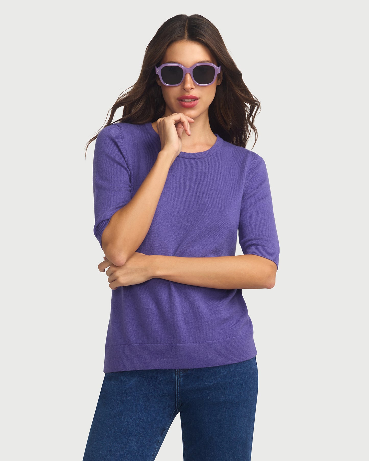 Margaux Knit Top In Cashmere & Wool - Lavender