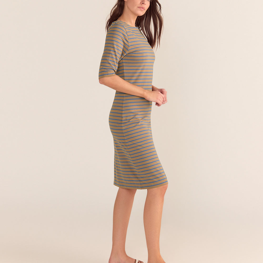 
                      
                        Brigitte Dress - Mocha and Blue Stripe PREORDER 24 SEPTEMBER
                      
                    