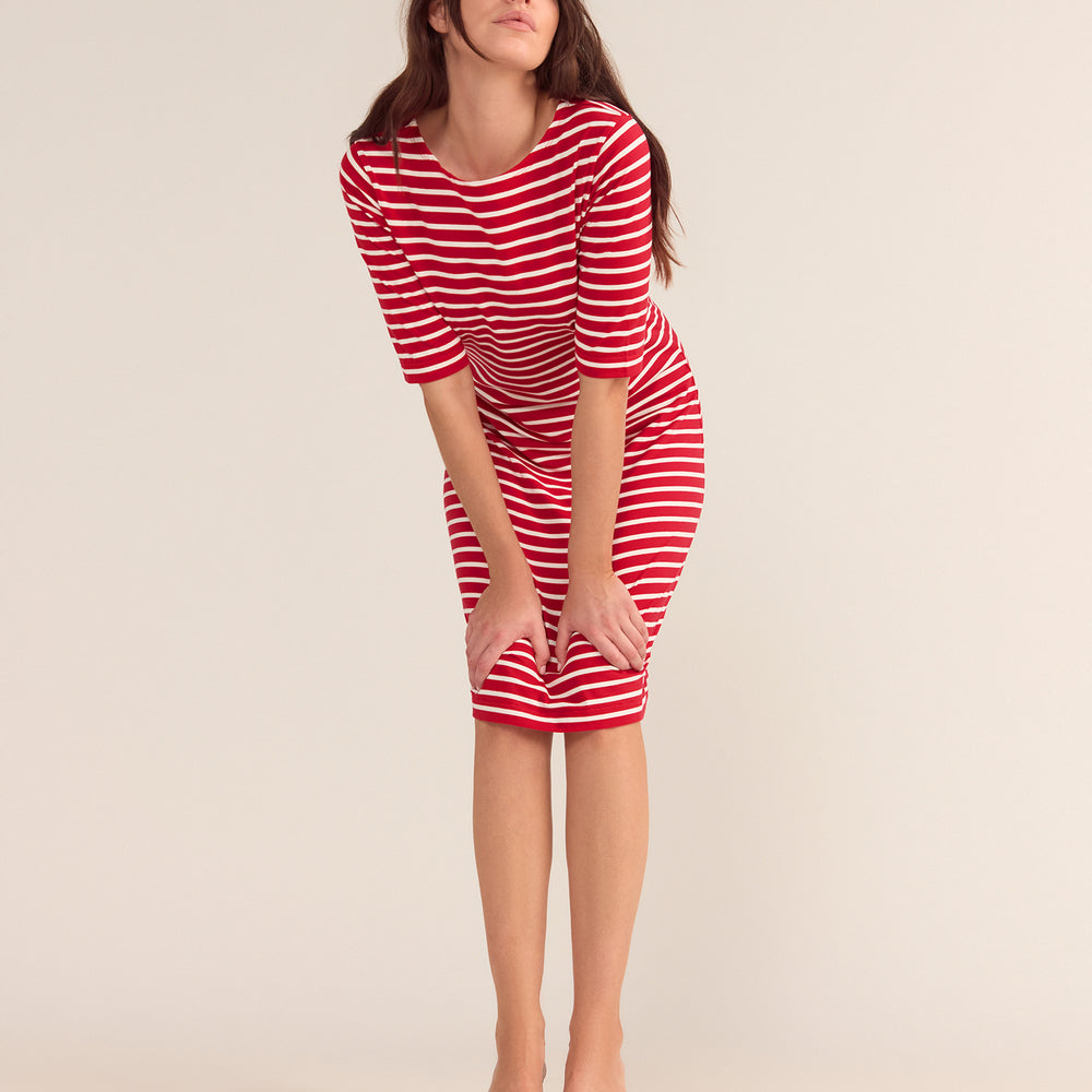 Brigitte Dress - Red White Stripe PREORDER 24 SEPTEMBER