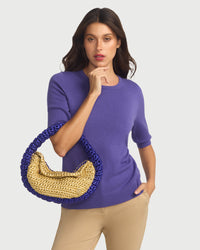 Normandy Metallic Gold Purple Crochet Hobo Bag