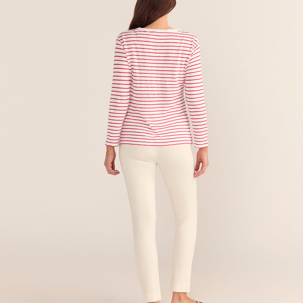
                      
                        French LINEN Breton Boat Neck Top- White Base red Stripe PREORDER 8 OCTOBER
                      
                    
