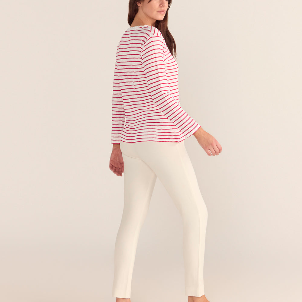 
                      
                        French LINEN Breton Boat Neck Top- White Base red Stripe PREORDER 8 OCTOBER
                      
                    