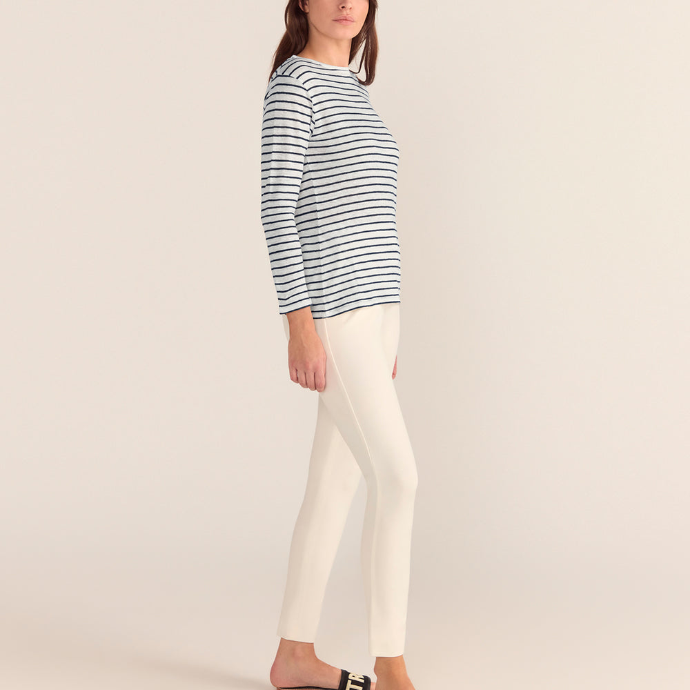 
                      
                        French LINEN Breton Boat Neck Top- White Base Navy Stripe PREORDER 8 OCTOBER
                      
                    