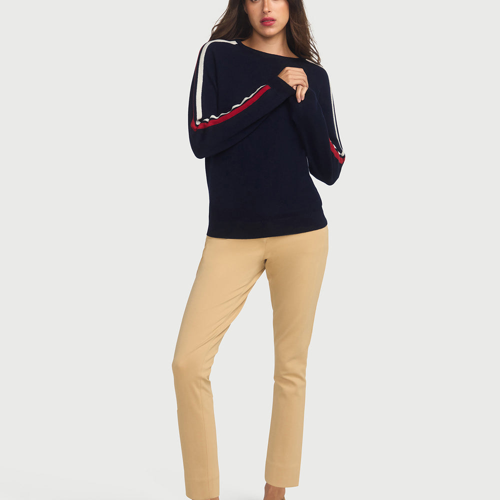 
                      
                        Cashmere & Wool French Racer Crewneck Sweater-Navy PREORDER END MARCH
                      
                    