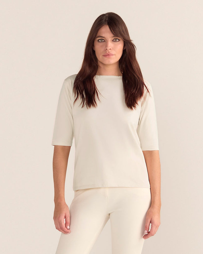 The Birkin Basic Écru Tee - Boat Neck
