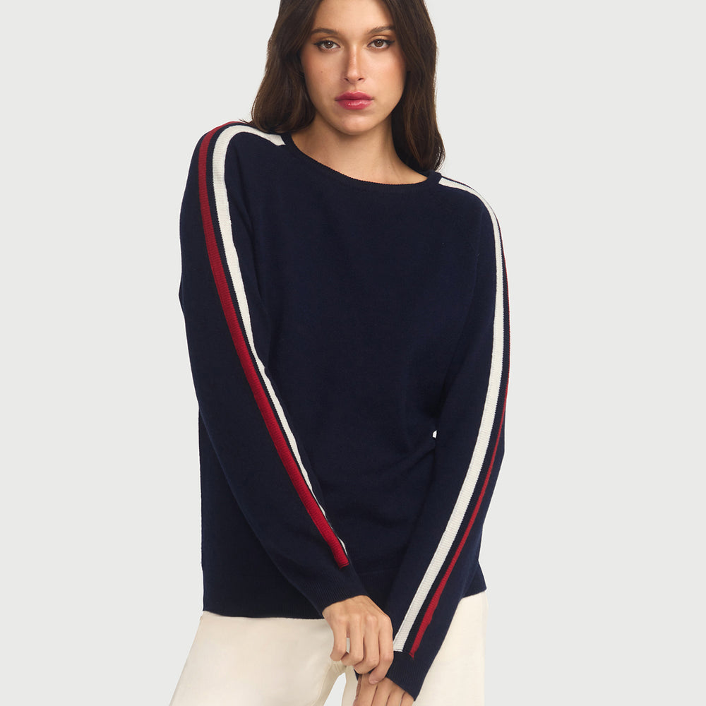 
                      
                        Cashmere & Wool French Racer Crewneck Sweater-Navy PREORDER END MARCH
                      
                    