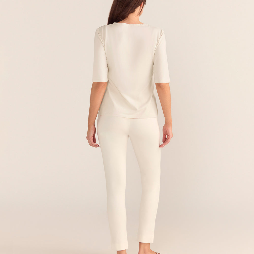 The Birkin Basic Écru Tee - Boat Neck