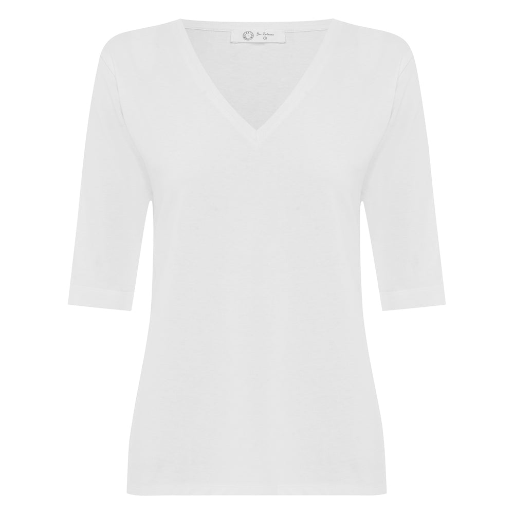 
                      
                        The Birkin Basic White Tee - V-Neck
                      
                    